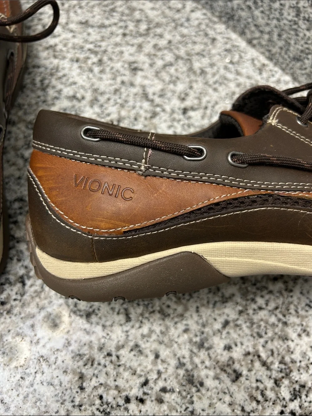 Vionic Mens Eddy Orthotic Leather Casual Moc Toe Boat Shoes Loafers